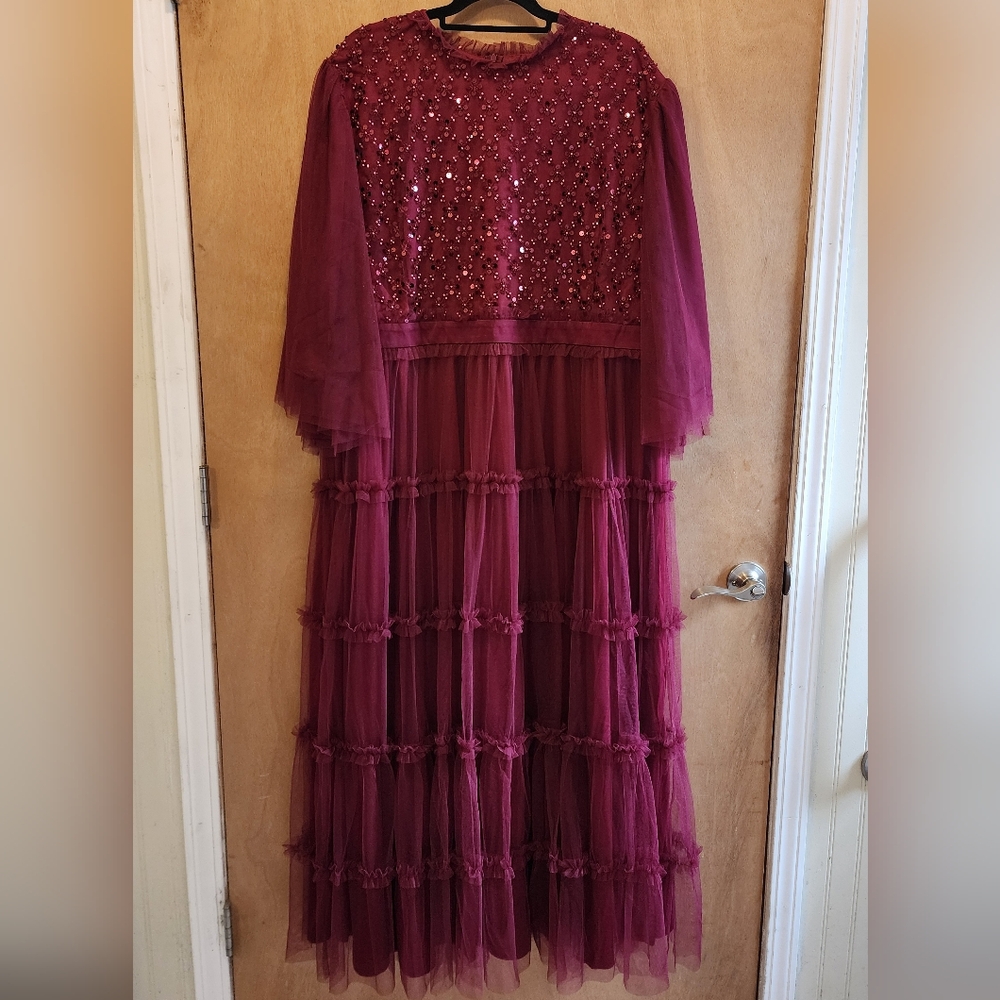 Elegant Burgundy Sequin Gown